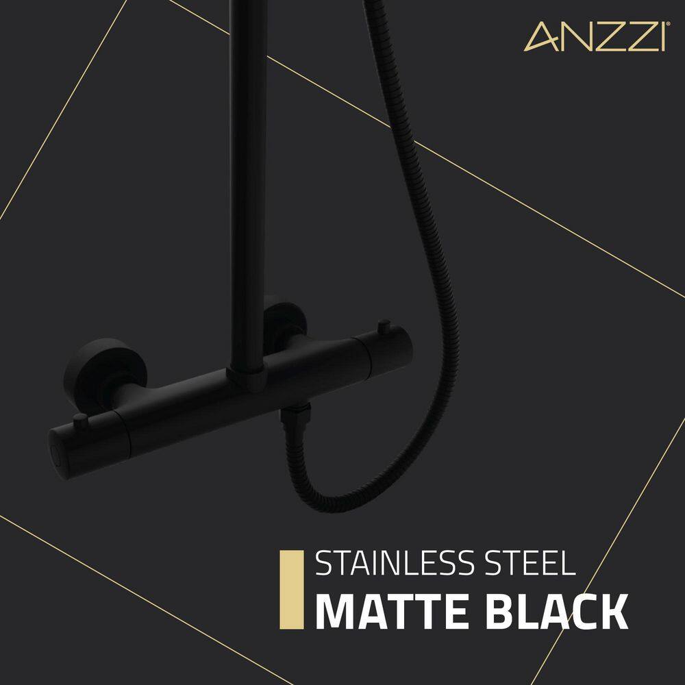 Matte Black Stainless Steel Multi-Head Shower System with Hand Sprayer