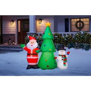 5 ft. Pre-Lit Life Size Airblown Inflatable Santa, Snowman and Christmas Tree Scene
