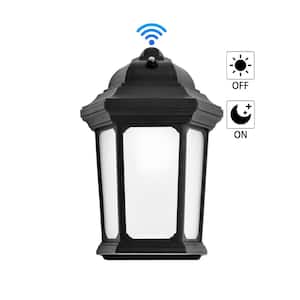 8 in. Black Finish Frosted Glass 5000K LED Dusk to Dawn Outdoor Hardwired Wall Lantern Sconce with Photocell