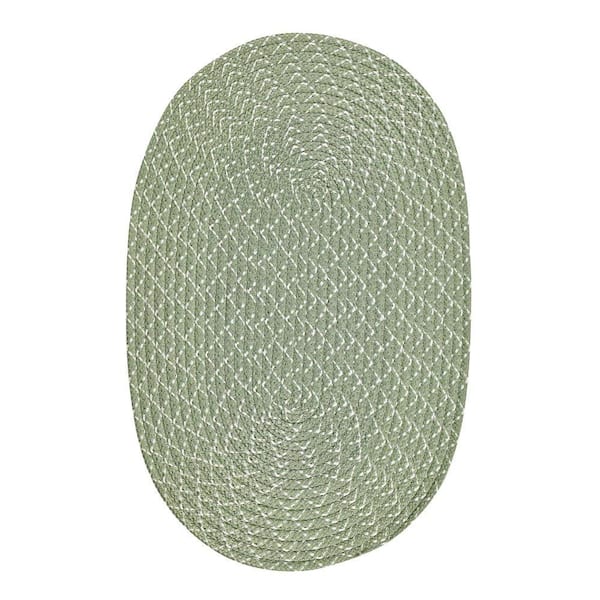 Better Trends Sunsplash Braid Collection Lime 42" x 66" Oval 100% Polypropylene Reversible Indoor/Outdoor Area Rug