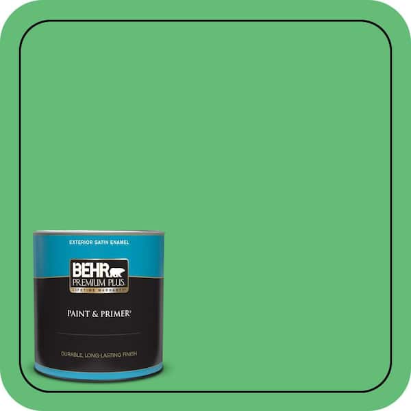 BEHR PREMIUM PLUS 1 qt. #450B-5 Lady Luck Satin Enamel Exterior Paint & Primer