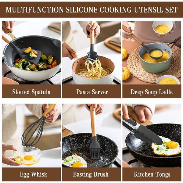 Mini Silicone Serving Tongs Set of 3 Non-Stick Small Kitchen Tongs