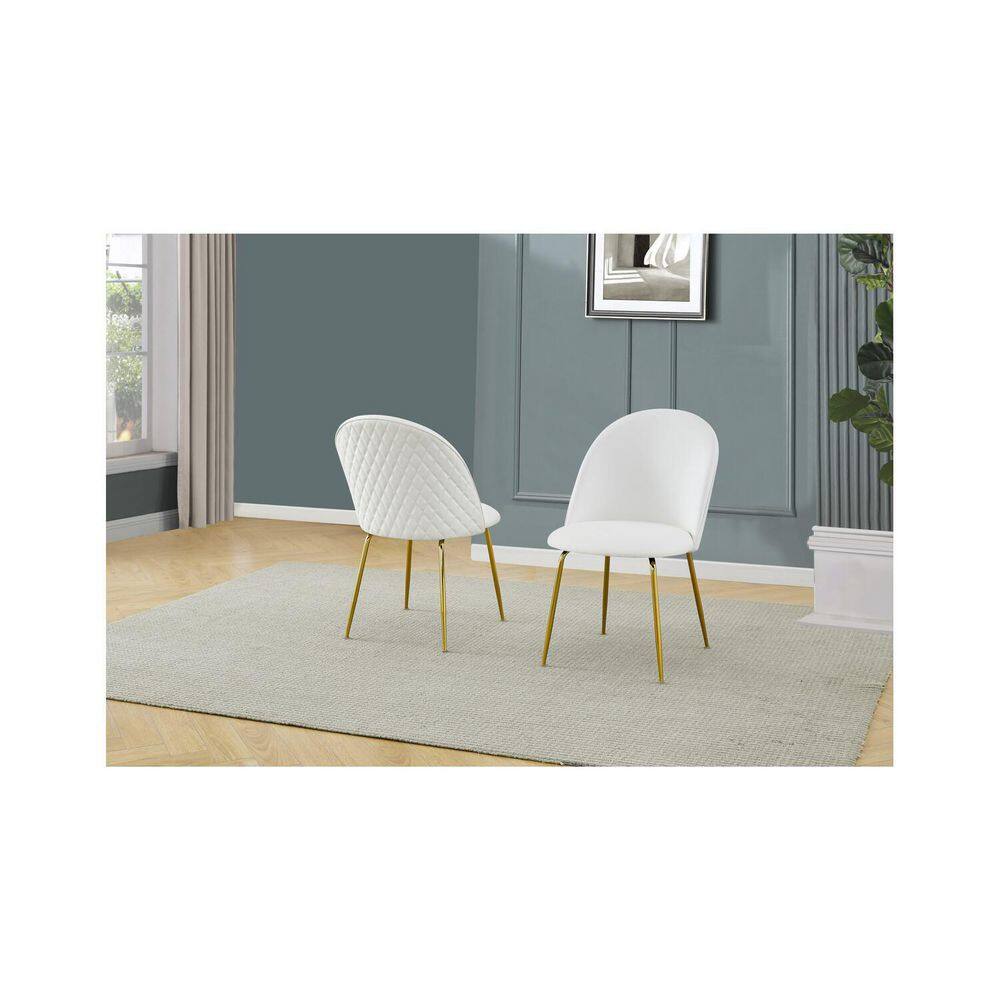 35 in.H White/ Gold Solid High Back Armless Side Chair Set of 2