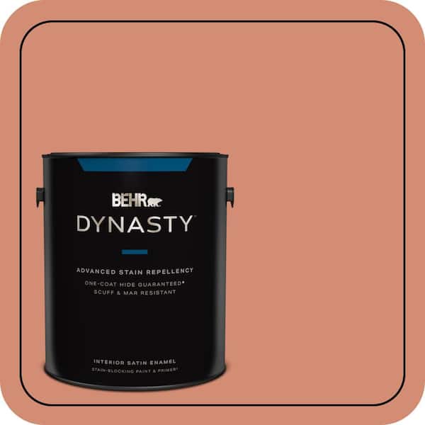 BEHR DYNASTY 1 gal. #220D-5 Nectarina Satin Enamel Interior Stain-Blocking Paint and Primer