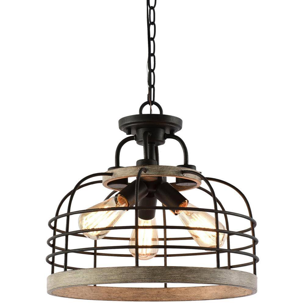 Sawyer 60-Watt 3-Light Black Industrial Pendant Light with Textured Black Shade, No Bulb Included price history on PriceWatchPro