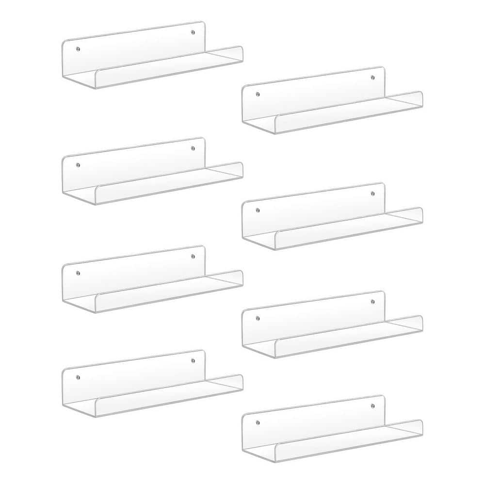 15 in. Clear Wall Mounted Acrylic Floating Shelves, Picture Ledge Shelf, Bathroom Shelves (8-Pack) price history on PriceWatchPro