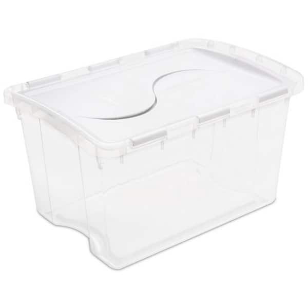 48-Quart Plastic Storage Bin with Hinged Lid & Handles, Clear (6 Pack)