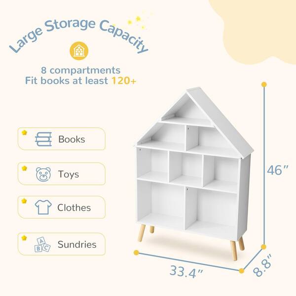 LUE BONA 2-Tier Storage 3-Shelves Natural Color Wooden Kids Bookshelf with  Cubbies and Bookrack for Kids Room or Nursery LB22KS0005-300 - The Home  Depot