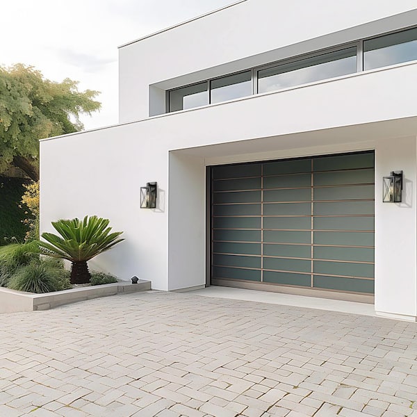 Black Outdoor Wall Lantern 1-Light Modern Sandy Black Outdoor Garage/Patio Lights Wall Lighting with Clear Glass Panels