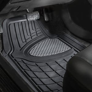 Gray Blue 4-Piece Premium Liners Tall Channel Trimmable Rubber Car Floor Mats - Full Set