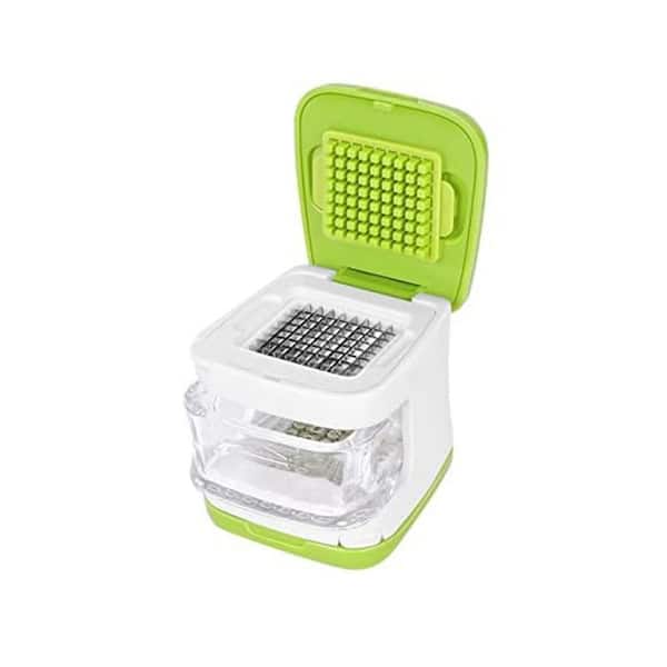 Double Cutting Garlic Press Crusher Mincer Slicer Dicer with Storage Container Green Kitchen Accessory Type