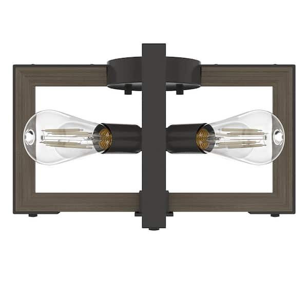 Woodburn 15 in. 4-Light Noble Bronze Flush Mount