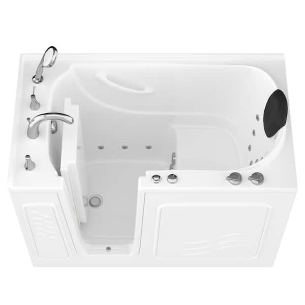 Universal Tubs Safe Premier 53 in. Left Drain Walk-In Whirlpool Bathtub in White