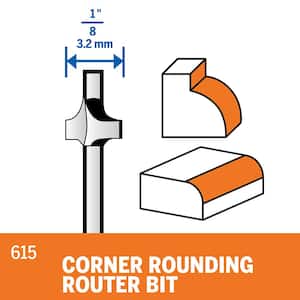 1/8 in. Rotary Tool Corner Rounding Router Bit for Wood and Soft Materials