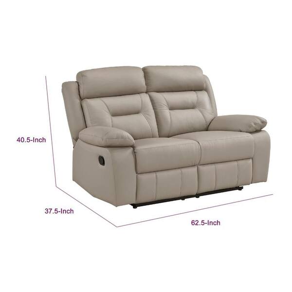 Benjara Conia 62.5 in. Solid Print Faux Leather Seats 2 with