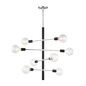 Astrid 8-Light Polished Nickel Chandelier with Black Accents