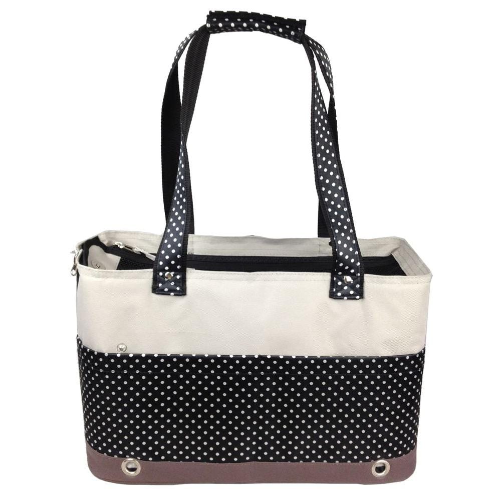 PET LIFE Black and White Fashion Tote Spotted Pet Carrier - Medium