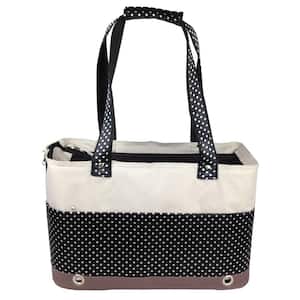 Black and White Fashion Tote Spotted Pet Carrier - Medium