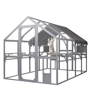 6 ft. W x 9 ft. D Woodshed with Single Door, Super Large Cat Run House, Luxury Cat Cage, Multiple Zones (54 sq. ft.)