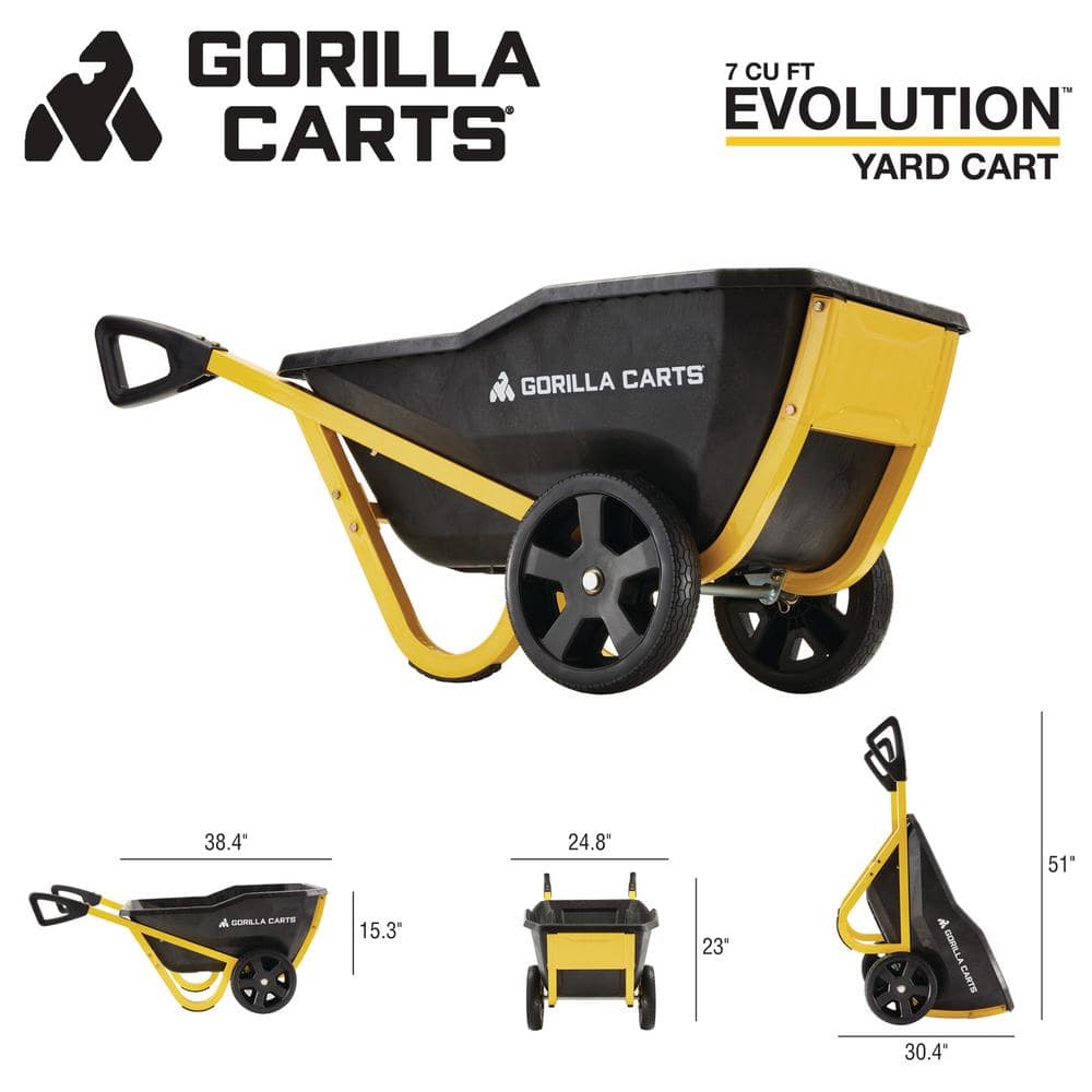 Black and Yellow Poly Yard Cart with Powder-Coated Steel Handles