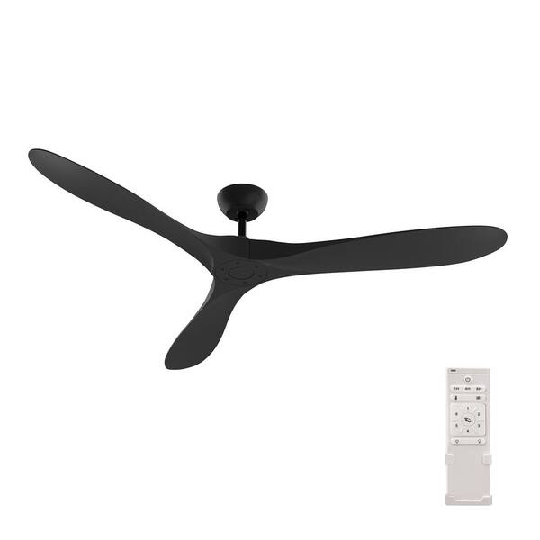FUFU&GAGA 52 in. Indoor/Outdoor Use Black 3 ABS Blades Propeller Ceiling Fan with Remote Control, DC Motor, 6-Speed Adjustable