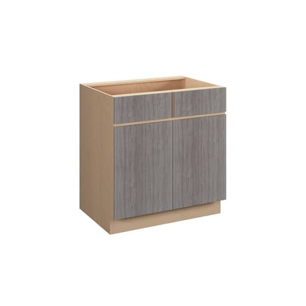 Saratoga Slab 33 in. W x 34.5 in. H x 24 in. D in Greywood Plywood Assembled Sink Base Cabinet