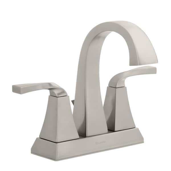 Glacier Bay Leary Curve 4 in. Centerset 2-Handle High-Arc Bathroom Faucet in Brushed Nickel