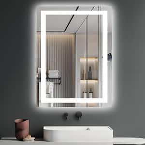 24 in. W x 32 in. H Rectangular Frameless LED Anti Fog Wall Bathroom Vanity Mirror in Silver
