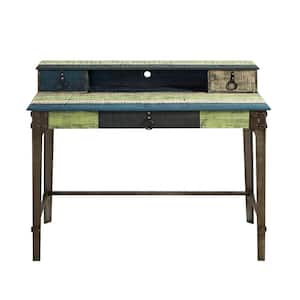47 in. Rectangular Multicolor 3 Drawer Writing Desk with Solid Wood Material