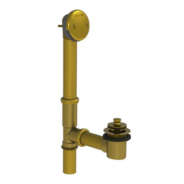 Watco 501 Series 16 in. Tubular Brass Bath Waste with Push Pull Bathtub Stopper, Polished Brass
