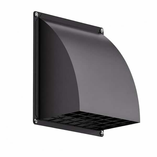 7.7 in. Black Metal Exterior Exhaust Vent Cover with Removable Screen and Cushioned Non-Return Flap