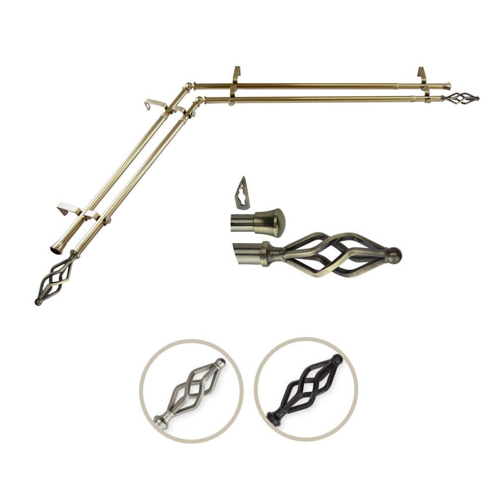 48 in. - 84 in. Adjustable 3/4 in. Double Corner Window Curtain Rod in Anti