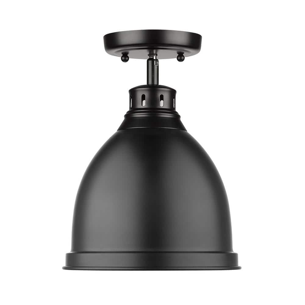 Transitional Matte Black Glass Flush Mount Light 9x12 in