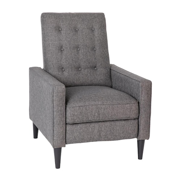 Ezra Gray Fabric Pushback Recliner with Upholstered Button Tufted Residential and Commercial Use