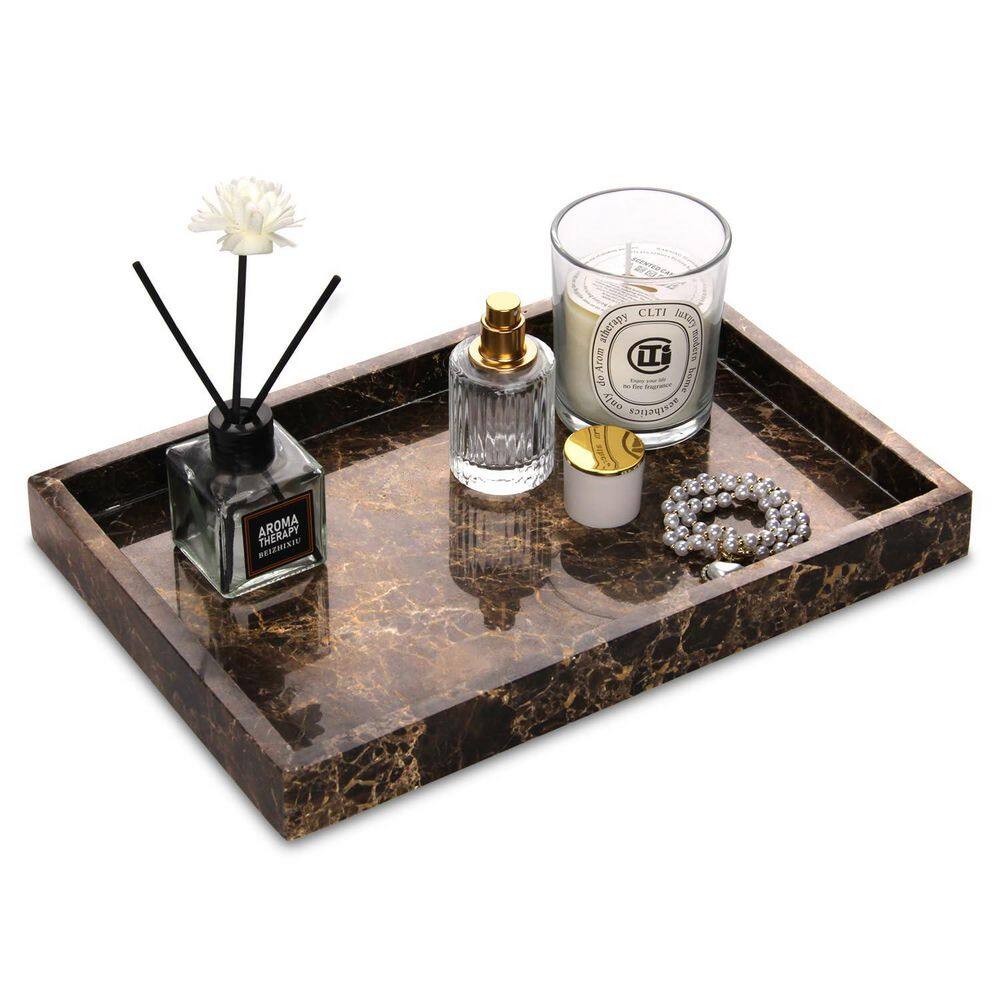 Countertop Marble Decorative Bathroom Tray with Luxury Natural Stone Finish in Dark Brown for Bathroom Vanity price history on PriceWatchPro