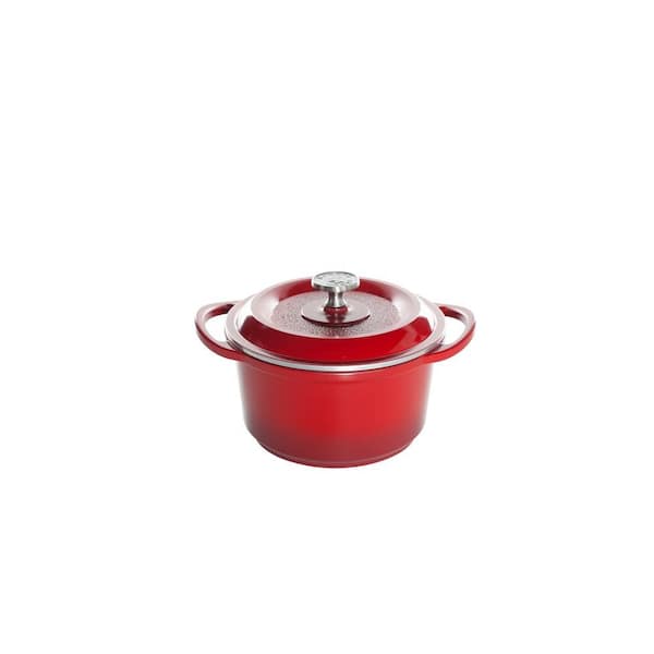 Nordic Ware Pro Cast Traditions 3 qt. Round Cast Aluminum Nonstick Dutch Oven in Cranberry with Lid