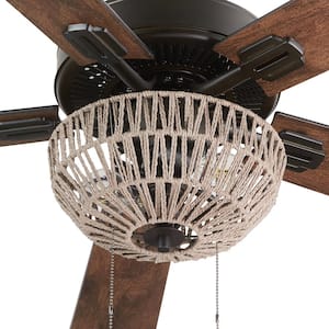 Zarah 52 in. LED Indoor Brown Rope Ceiling Fan with Light