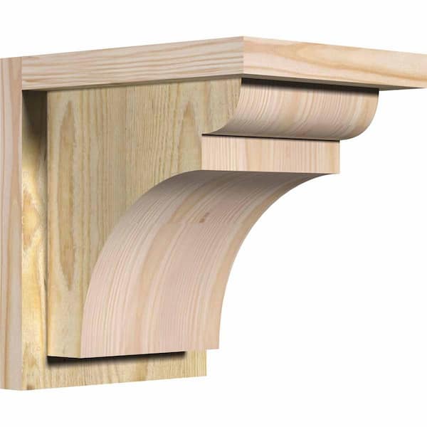 Ekena Millwork 8 in. x 10 in. x 10 in. Douglas Fir Yorktown Rough Sawn Corbel with Backplate