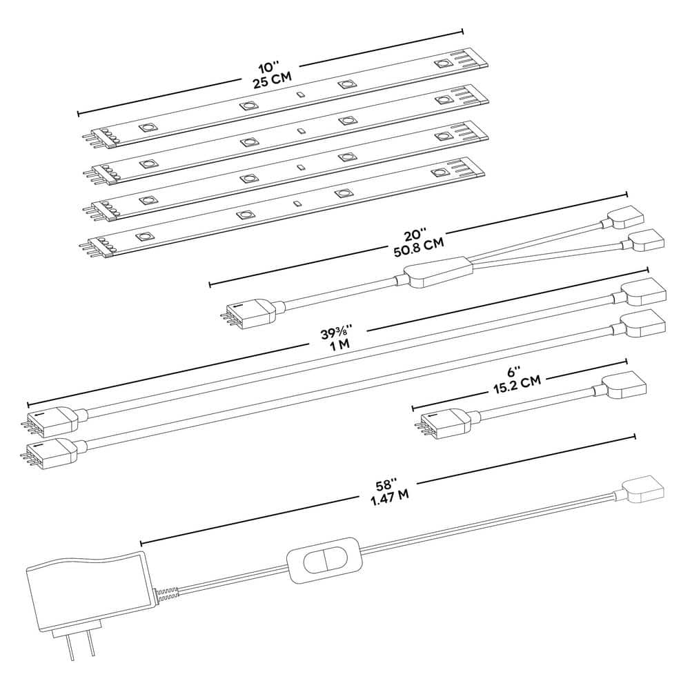 White 10'' LED Under Cabinet Strip Lights, Set of 4