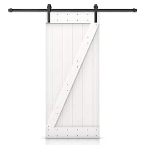 Z Series 24 in. x 84 in. White DIY Knotty Pine Wood Interior Sliding Barn Door with Hardware Kit