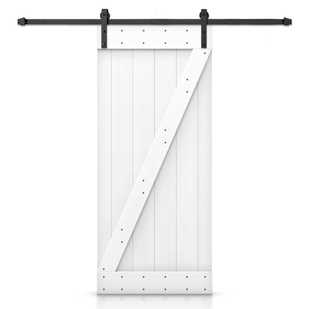 84'' Knotty Pine Rustic Barn Door with Matte Black Hardware