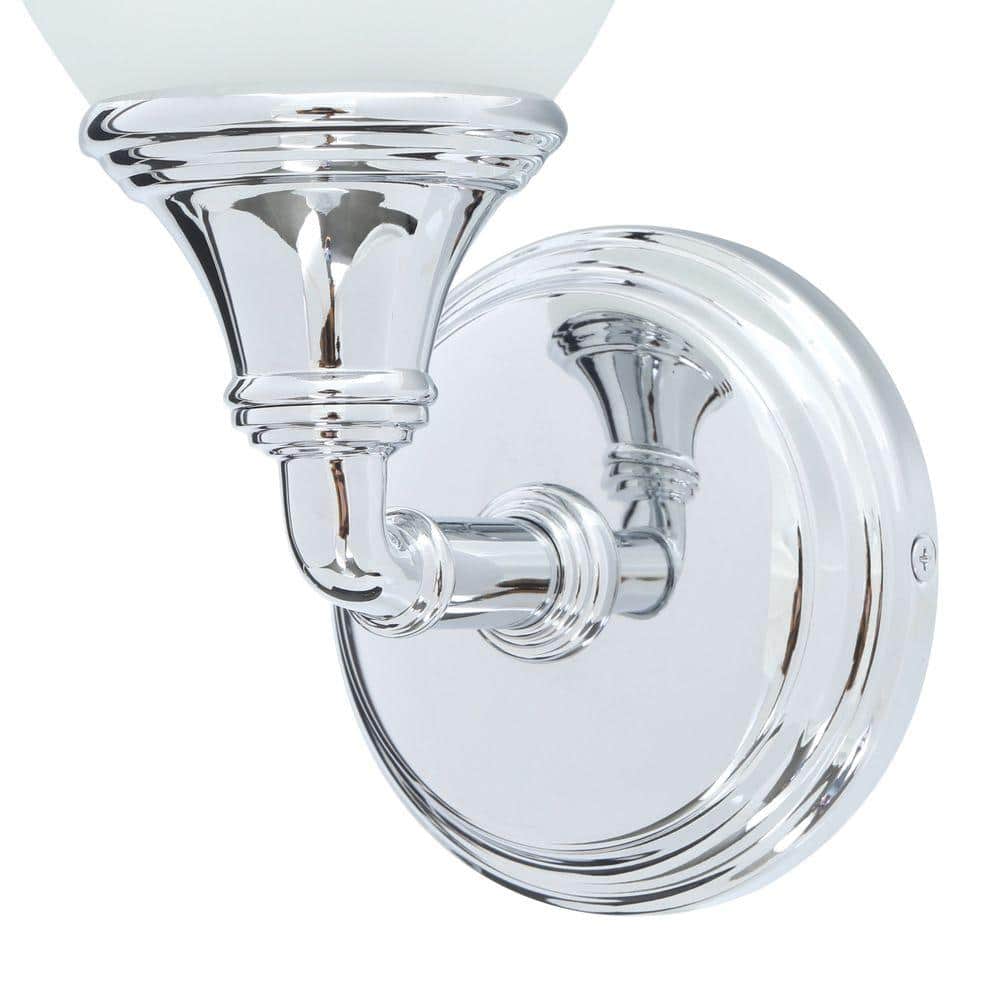 Devonshire Polished Chrome Frosted-Glass Bathroom Wall Sconce