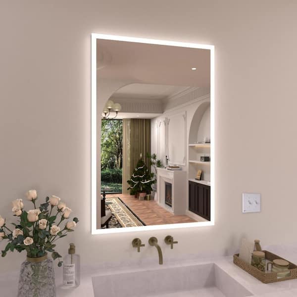 Radiance 24 in. W x 36 in. H Rectangular Frameless LED Wall Bathroom Vanity Mirror with Polished Crystal Finish