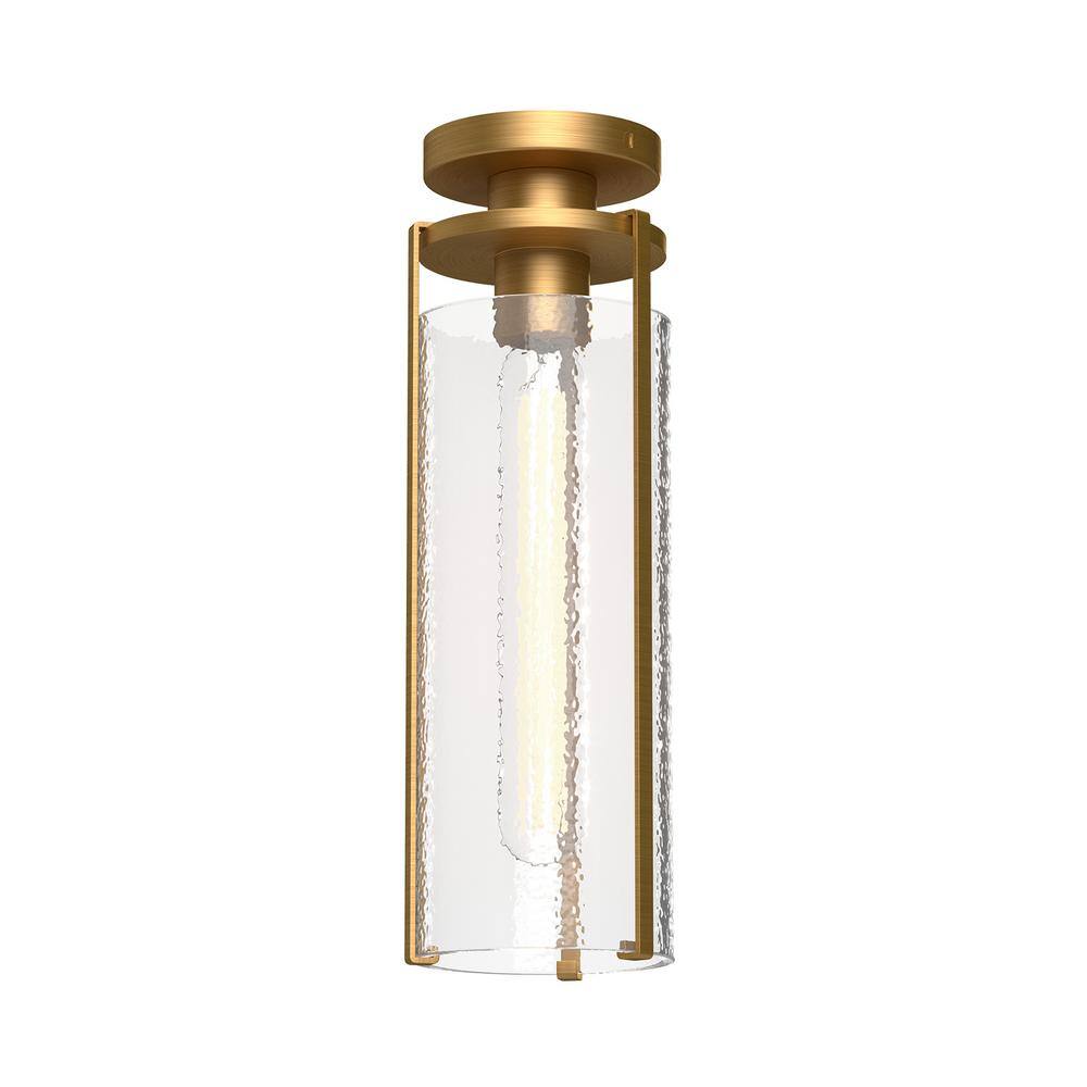 Belmont Matte Black and Aged Gold Glass Flush Mount