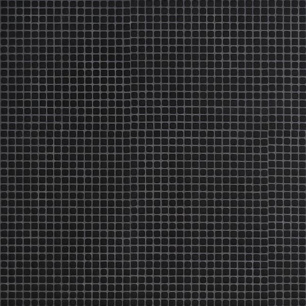 Nova Black 11.96 in. x 11.96 in. Mini Square Frosted Glass Mosaic Floor and Wall Tile (0.96 sq. ft./ Each)