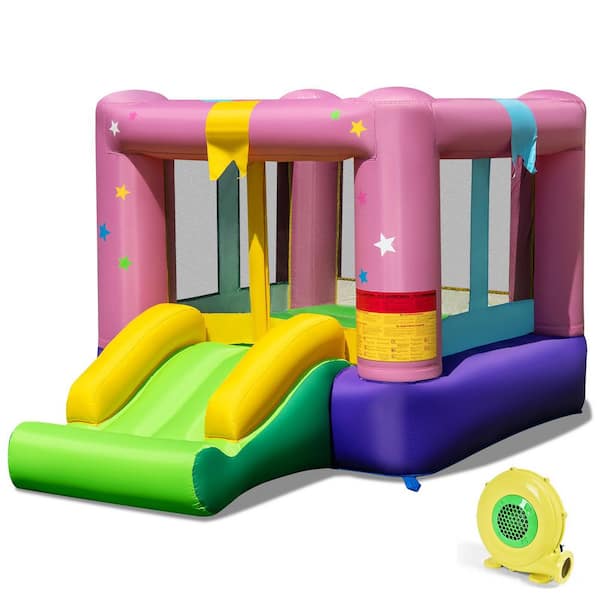 Inflatable Bounce House Bouncy Castle w/Slide & Basketball Rim 480W Blower