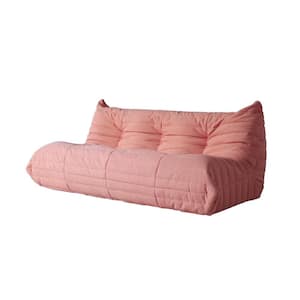 68.92 in. W Armless Teddy Velvet 3 Seater Modular Lazy Floor Sofa in Pink