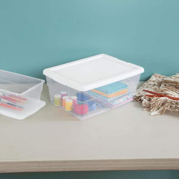 Small Large Plastic Storage Box with Lid Kitchen Home Office Basket  Container