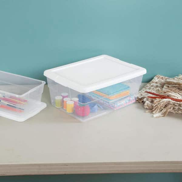 Sterilite 16 Quart Clear Plastic Stacking Storage Container Box (12 Pack)