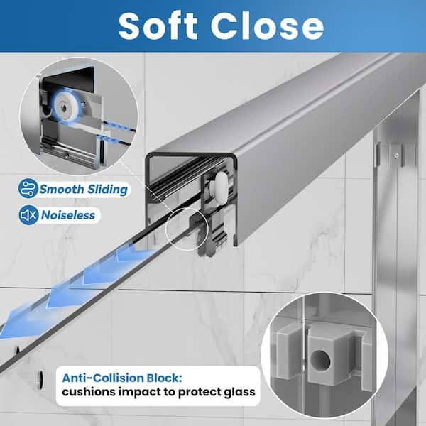 56-60 in. W x 58 in. H Double Sliding Framed Tub Door in Brushed Nickel with Clear Tempered Glass